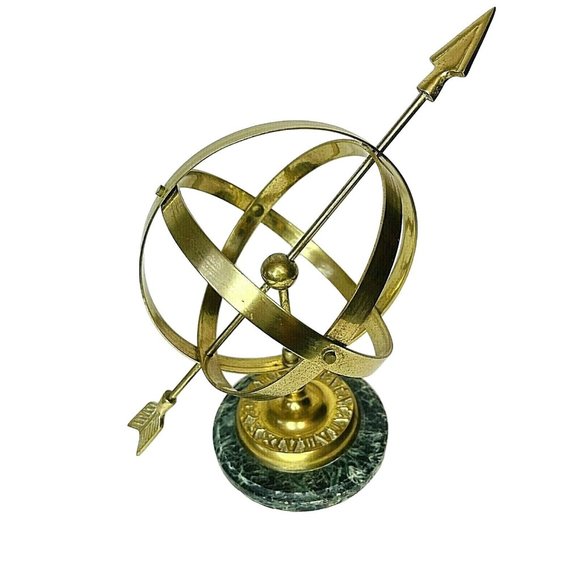 Vintage Armillary Sphere Brass Globe Celestial Nautical Marble Base 10" x 6.5" - Picture 8 of 9